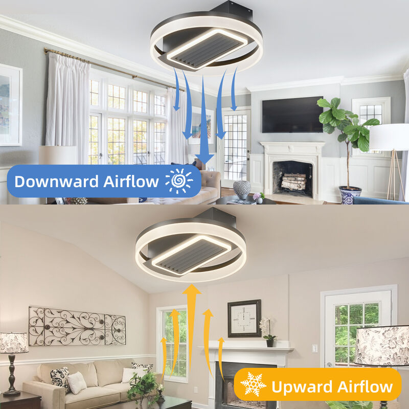 2 0" Modern Leafless Ceiling Fan With Remote Control Removable And Washable, Reversible Motor 0004