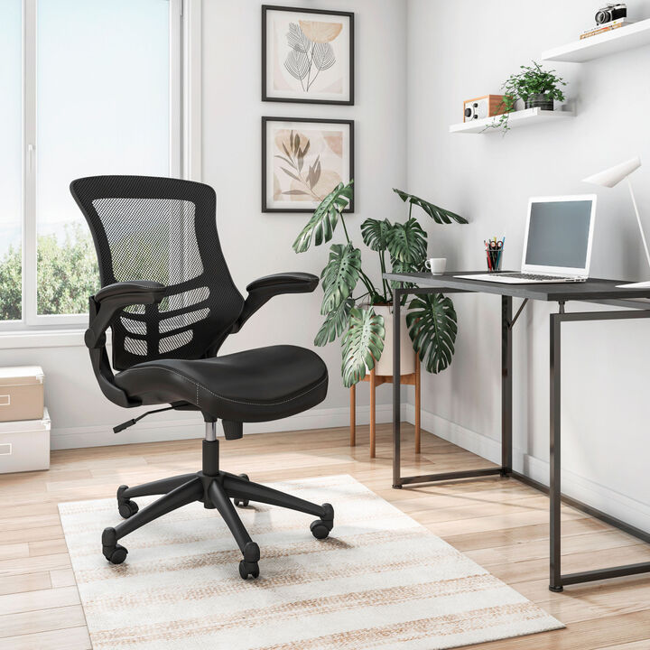 Stylish Mid-Back Mesh Office Chair With Adjustable Arms, Black