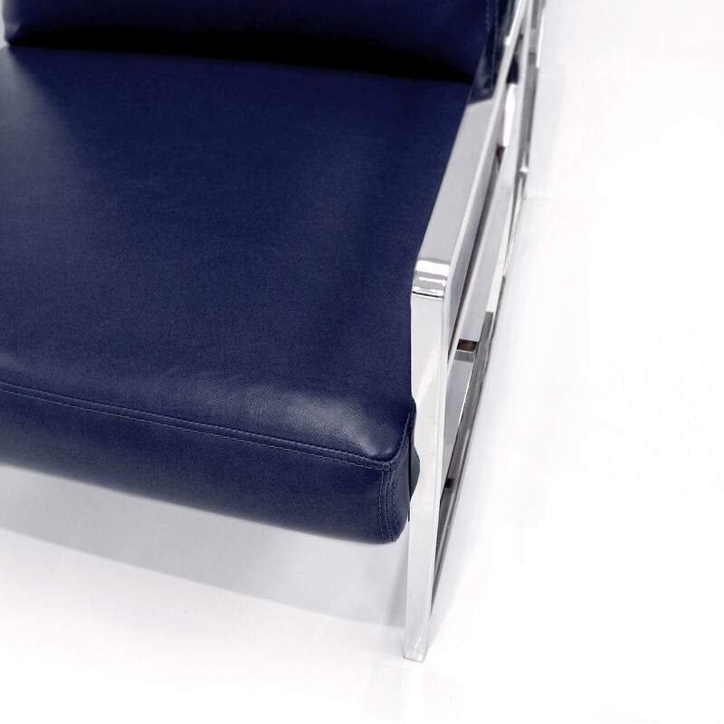 Pasargad Home Luxe Collection Navy Leather Chairs