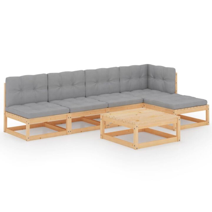 vidaXL 6 Piece Garden Lounge Set with Cushions Solid Pinewood
