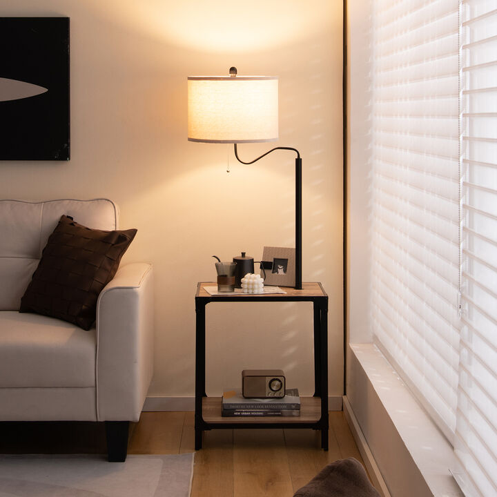 360� Rotatable Floor Lamp with End Table and USB Charging Ports