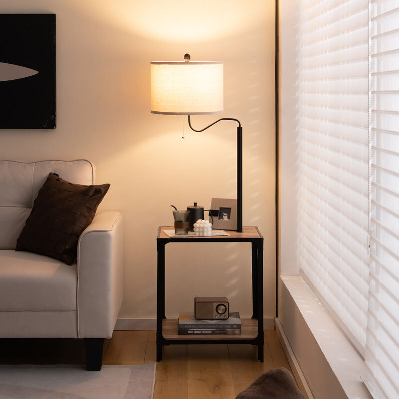 360� Rotatable Floor Lamp with End Table and USB Charging Ports