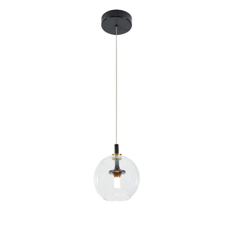 VONN Lighting Integrated LED Height Adjustable Pendant Light with Glass Shade in Antique Brass