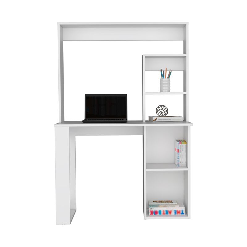 Maine Desk With Hutch and  Shelves -White
