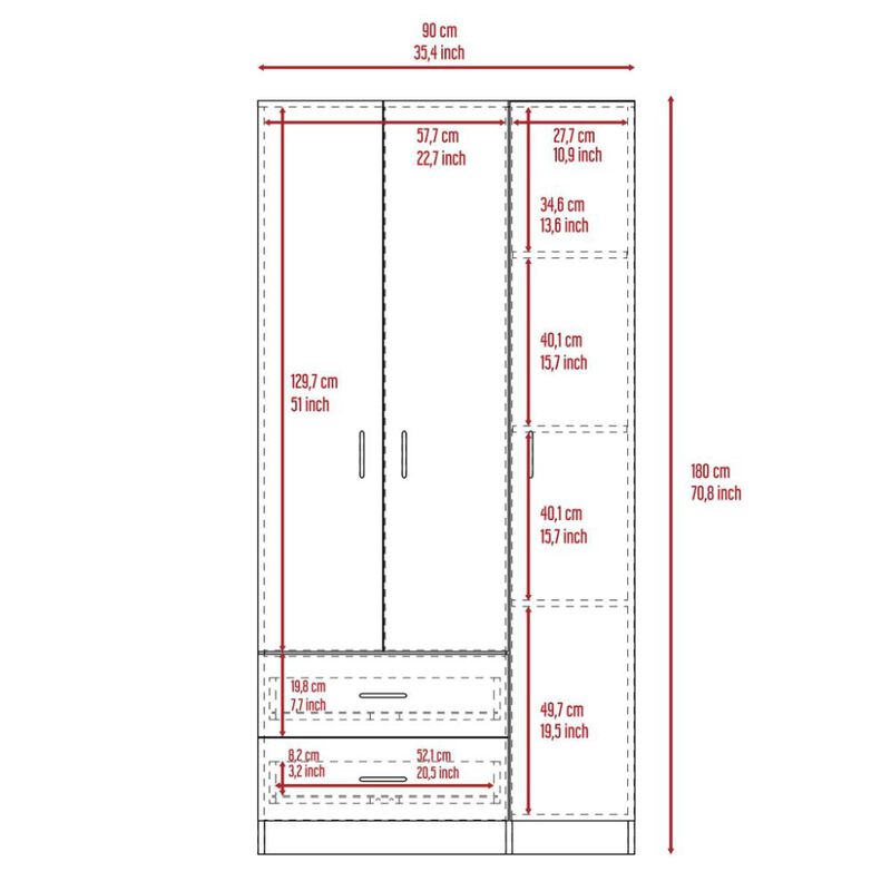 Three Door Armoire Clark, Bedroom, Black