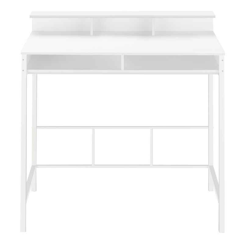 Monarch Specialties I 7701 Computer Desk, Home Office, Standing, Storage Shelves, 48"L, Work, Laptop, Metal, Laminate, White, Contemporary, Modern