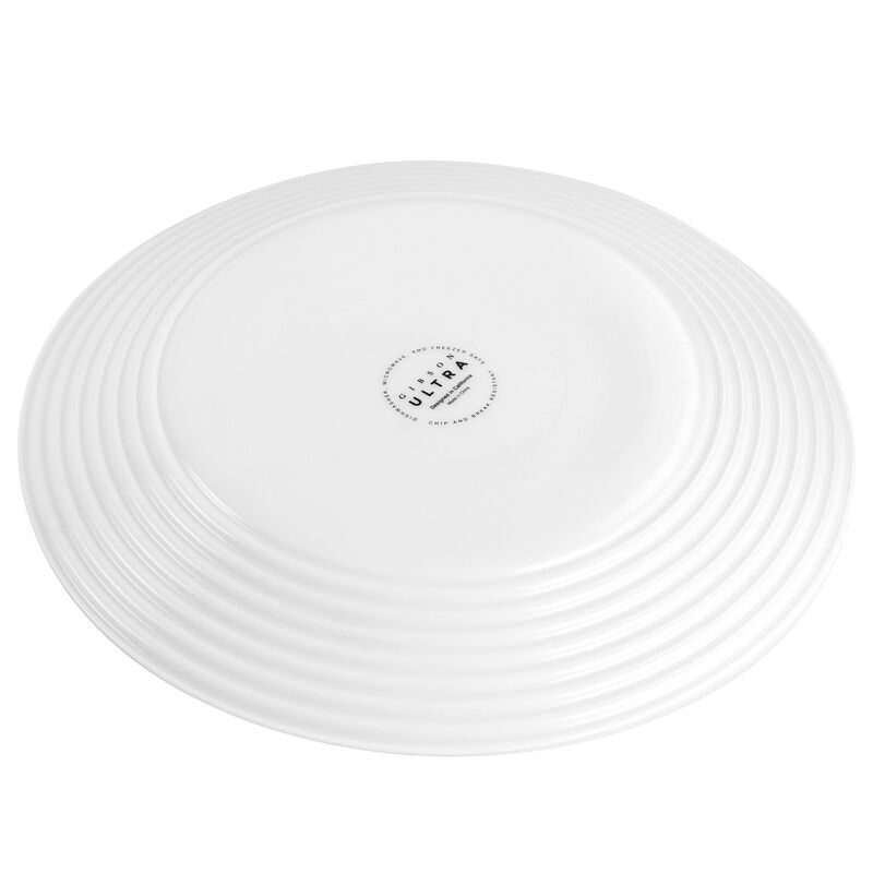 Gibson Ultra Patio 4 Piece Tempered Opal Glass Dinner Plate Set in White