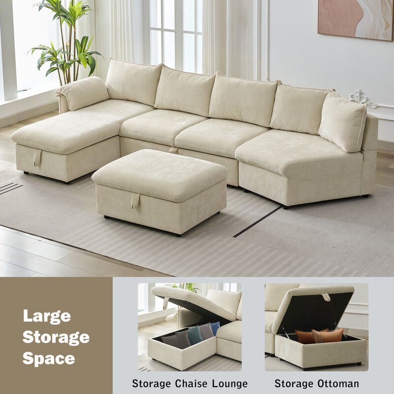 Merax  L-shaped Sofa Sectional Sofa  with a Storage Ottoman