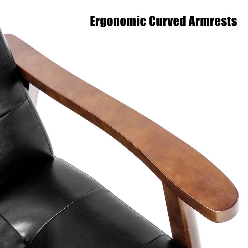 Accent Chair Mid-Century Modern Faux Leather ArmChair,Green