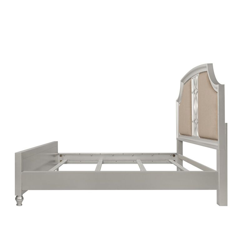 New Classic Furniture Reflections Wood Upholstered California King Bed, Silver