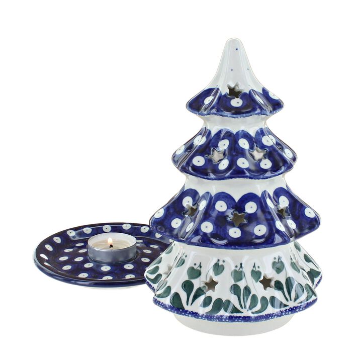Blue Rose Polish Pottery Alyce Large Christmas Tree Luminary