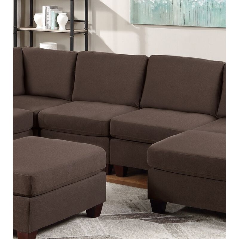 Living Room Furniture Armless Chair Coffee Linen Like Fabric 1 Piece Cushion Armless Chair