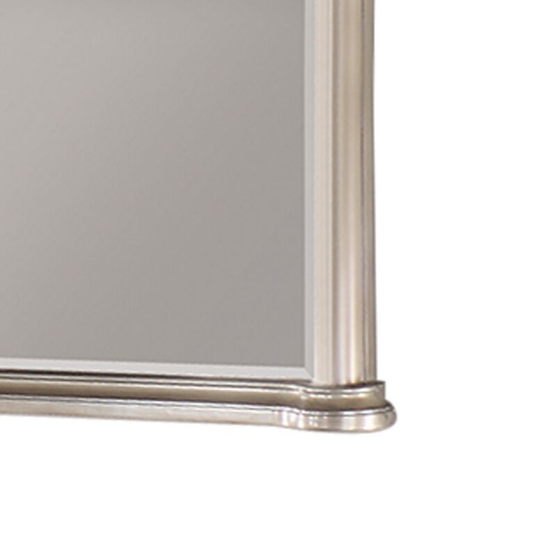 Ada 38 x 45 Rectangular Dresser Mirror, Molded Trim, Pine Wood, Brown-Benzara