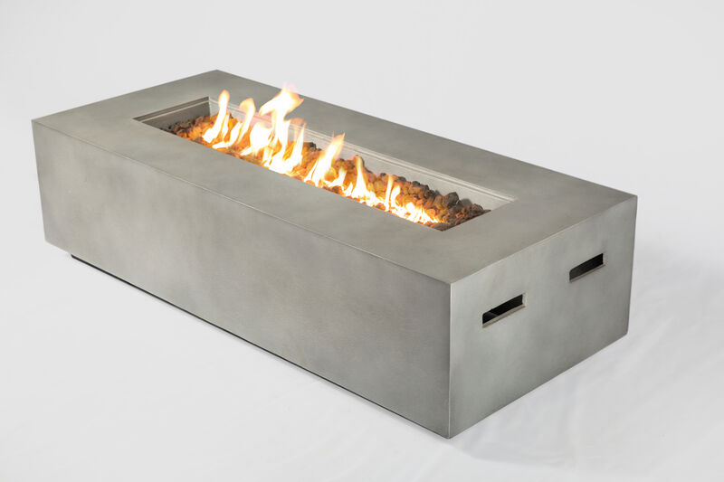 Living Source International Rectangle Propane Fire Pit Table Natural Concrete