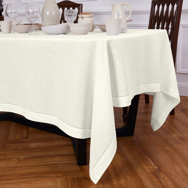 Solino Home 100% Pure Linen Tablecloth | Sonoma Hemstitch