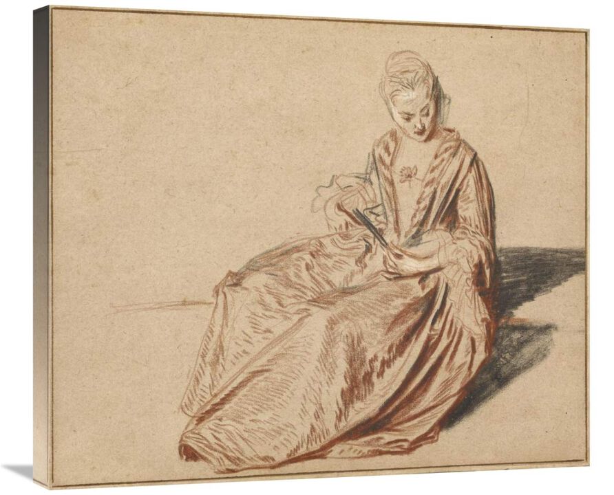 Seated Woman with a Fan-Canvas Art-30x25.8
