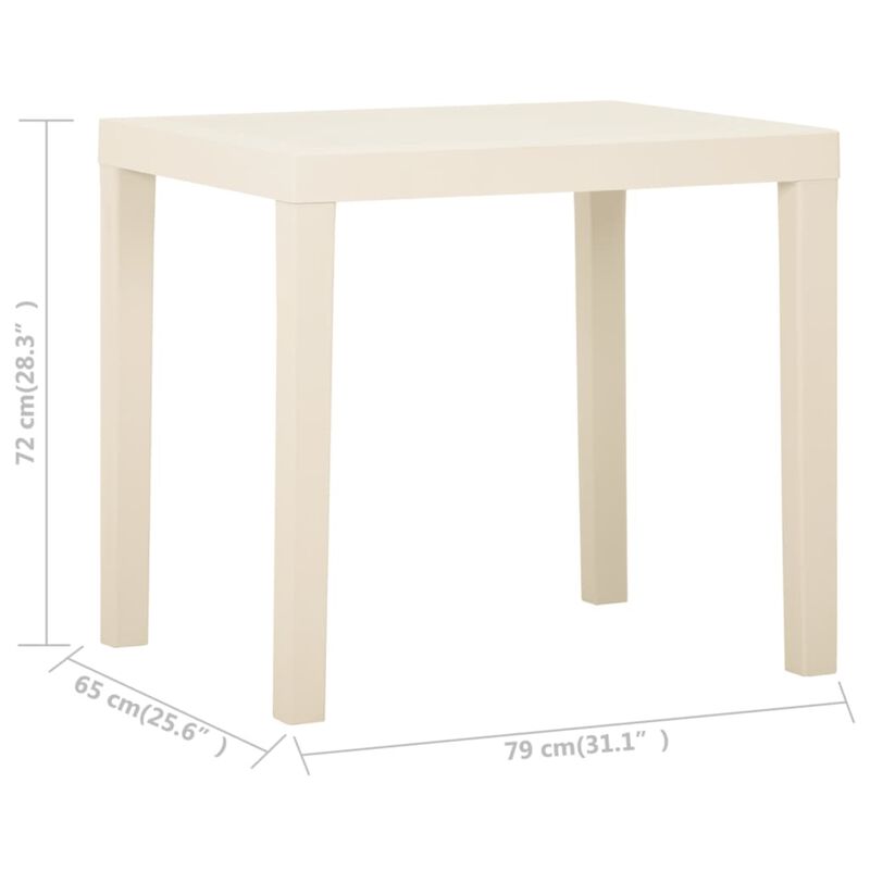 vidaXL Garden Table White 31.1"x25.6"x28.3" Plastic