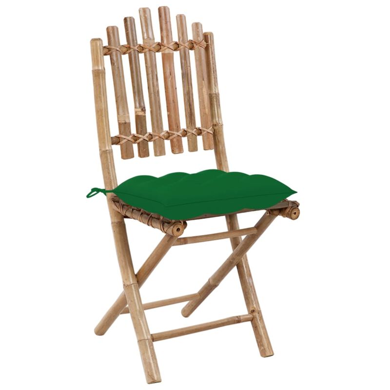 vidaXL 5 Piece Folding Outdoor Dining Set with Cushions Bamboo