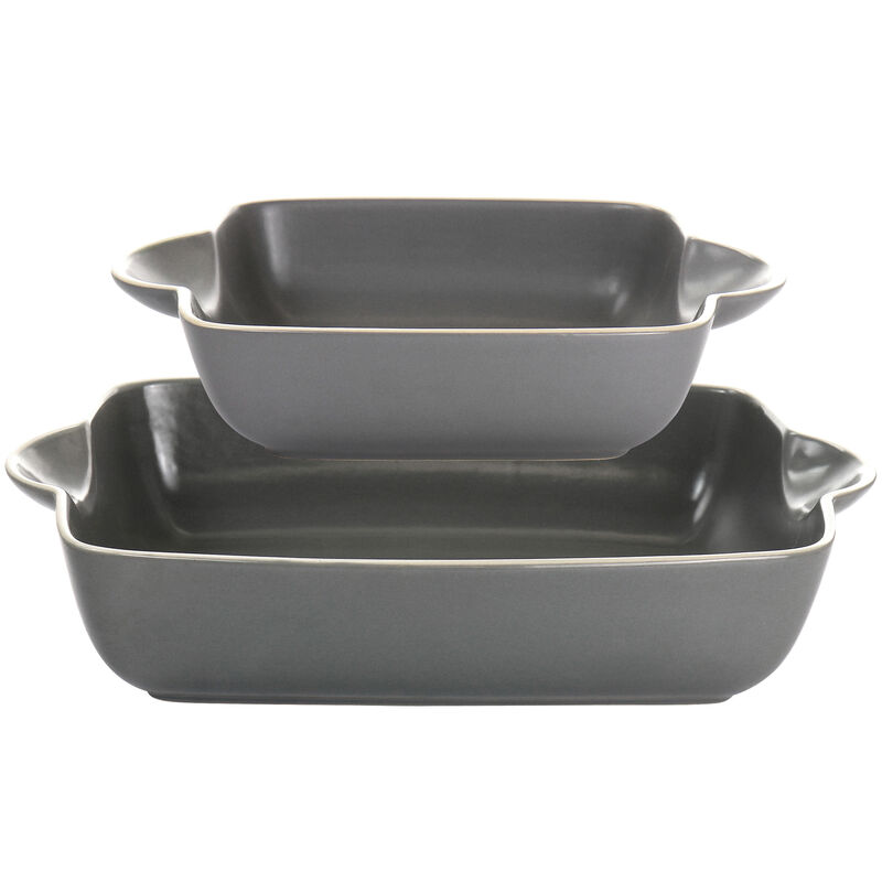 Gibson Home Rockaway 2 Piece Stoneware Nesting Bakeware Set in Grey
