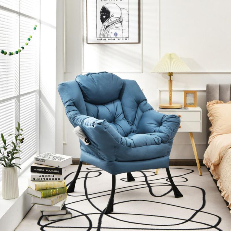 Hivvago Modern Polyester Fabric Lazy Chair with Steel Frame and Side Pocket