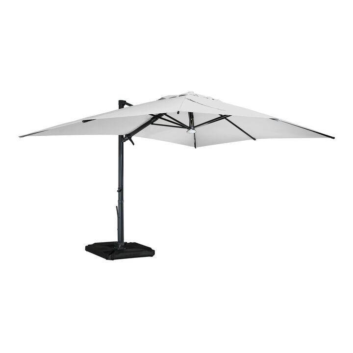 10x13 ft. 360° Rotation Cantilever Patio Umbrella with BaseandLED Light in Gray