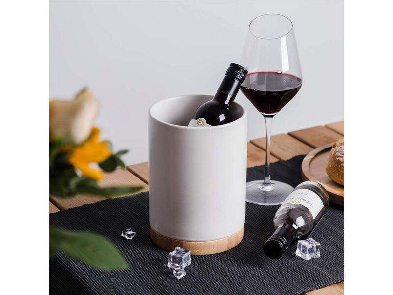 Sweejar Kitchen Utensil Holder with Wooden Bottom