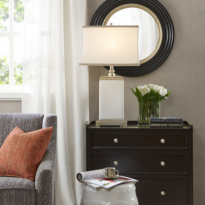 Gracie Mills Debbie Ceramic Table Lamp with Antique Silver Accents