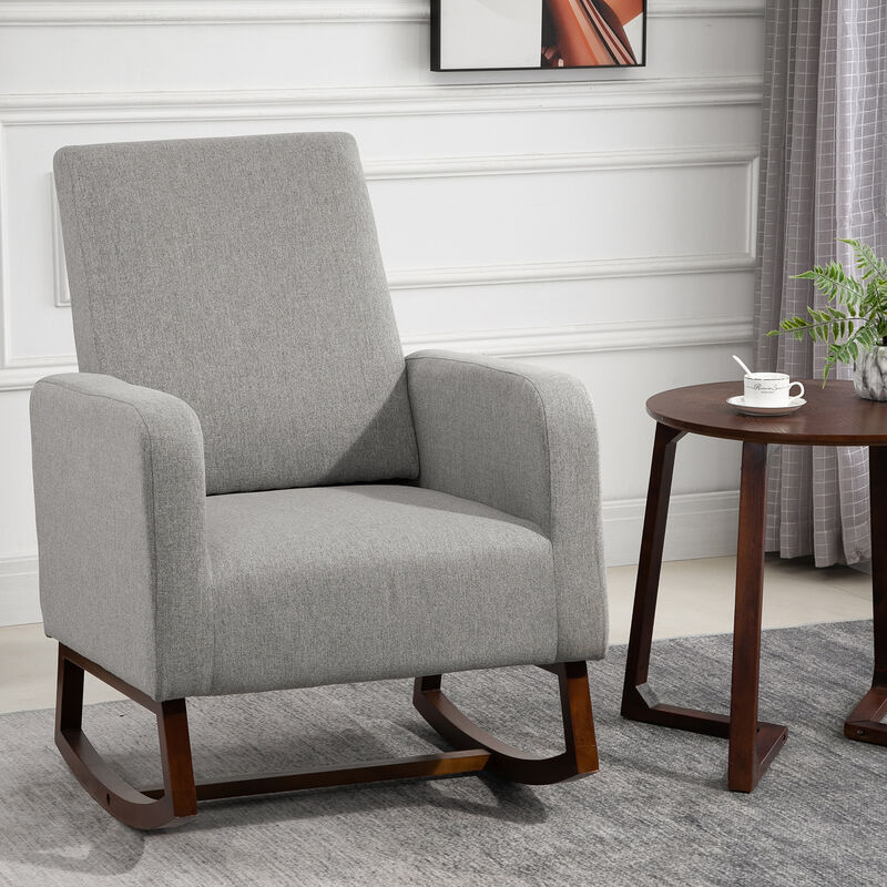 Breathable Linen Fabric Side Chair/Living Room Chair with Thick Padded Seats