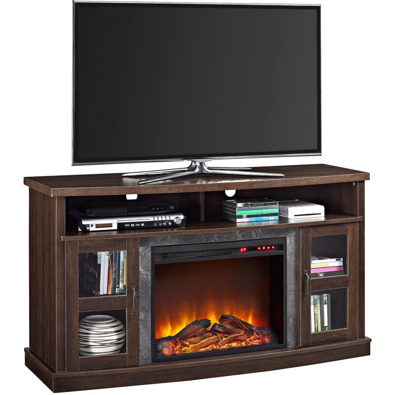 Barrow Creek Fireplace Space Heater Console with Glass Doors for TVs up to 60"