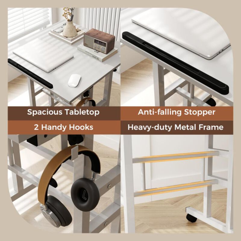 Hivvago Height Adjustable Mobile Standing Desk with Rolling Wheels for Office and Home