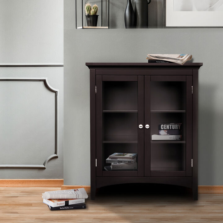 Teamson Home Madison Wooden Floor Cabinet with 2 Glass Doors, Espresso