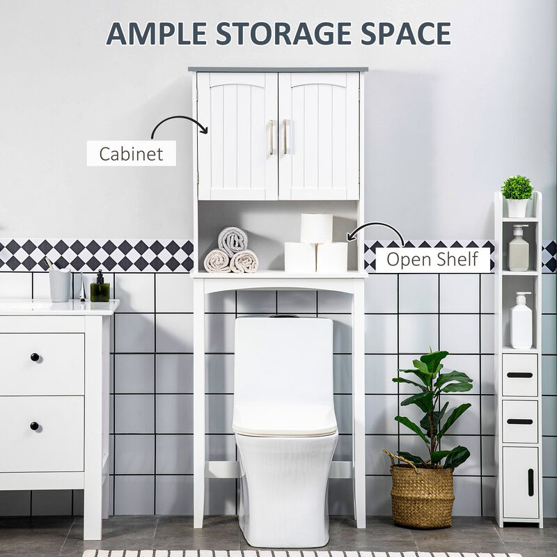 Grey Bathroom Organizer: Over Toilet Cabinet with Adjustable Shelves