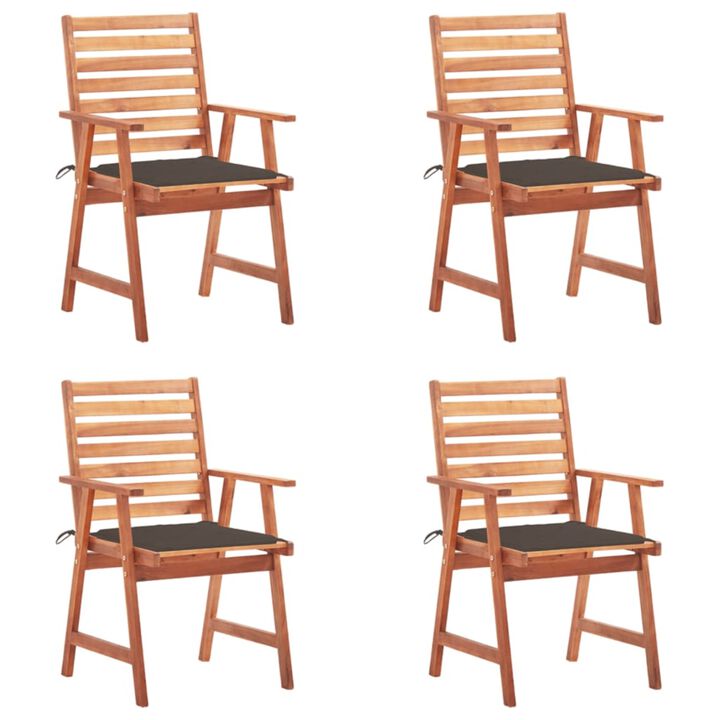 vidaXL Patio Dining Chairs 4 pcs with Cushions Solid Acacia Wood