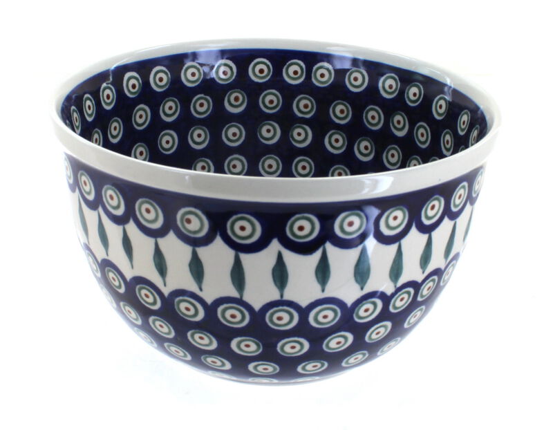 Blue Rose Polish Pottery Floral Butterfly Medium Mixing Bowl