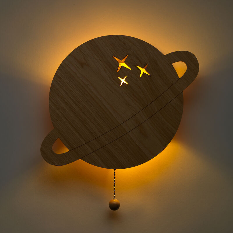 Lambs & Ivy Sky Rocket LED Light Up Saturn/Planet Wall Decor/Wall Hanging