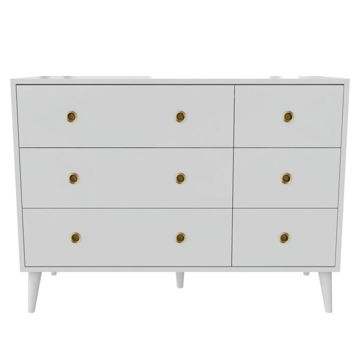 Novogratz Harper 6-Drawer Dresser with Round Gold Handles