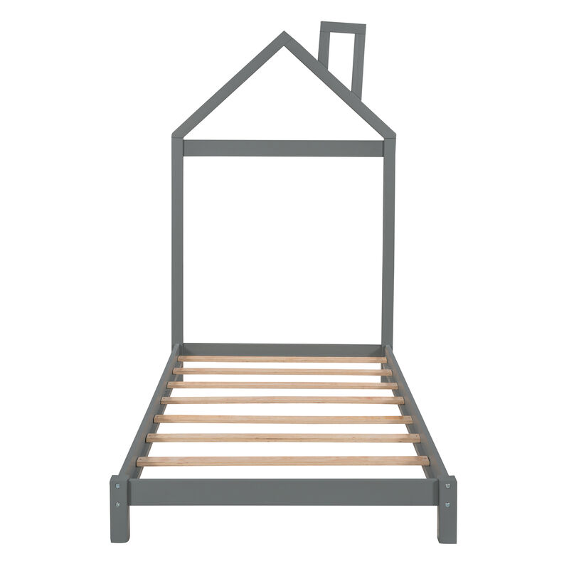 Merax Wood Platform Bed with House-shaped Headboard