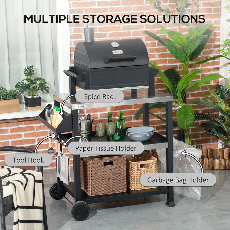 Streamdale Versatile Outdoor Grill Cart with Spacious Cooking Surface & Storage