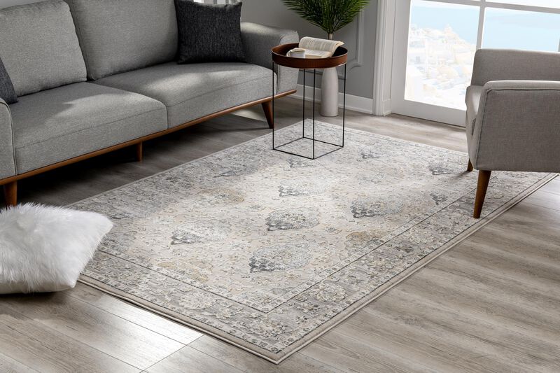 Silvia Contemporary Transitional South-Western Grey Cream Indoor Area Rug