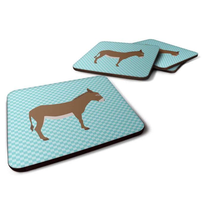 Caroline's Treasures Cotentin Donkey Blue Check Decorative coasters, 3.5, Multicolor