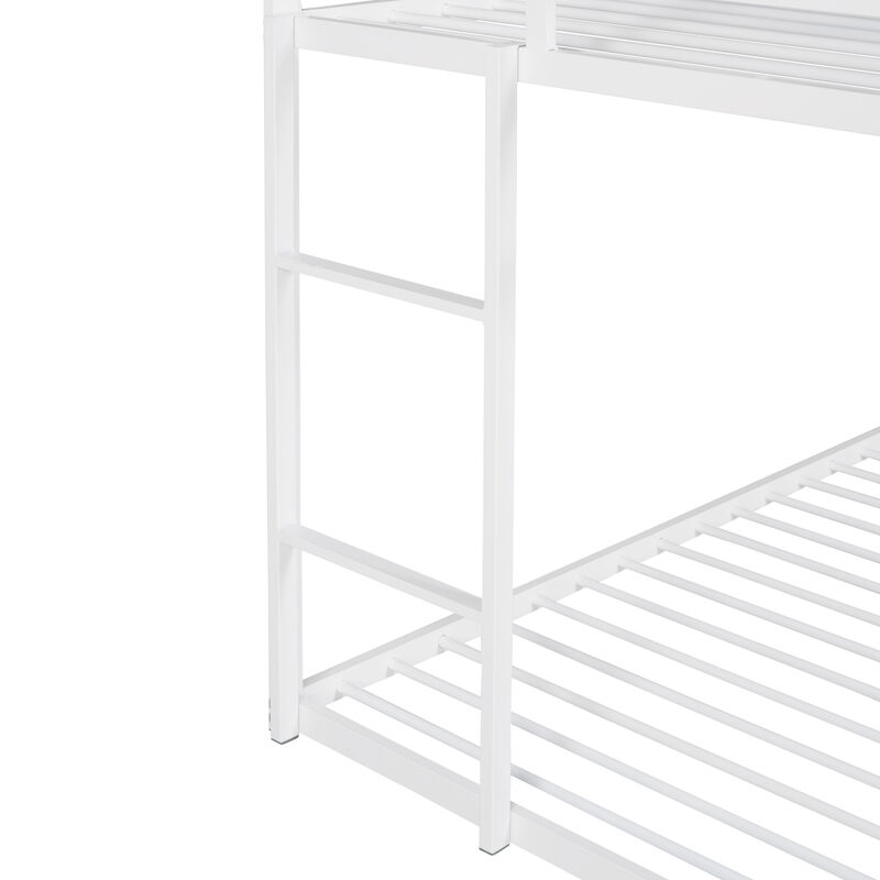 Bunk Beds For Kids Twin Over Twin, House Bunk Bed Metal Bed Frame Built-In Ladder