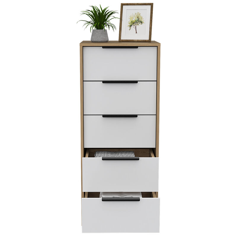 5 Drawers Dresser Maryland, Bedroom, White / Pine