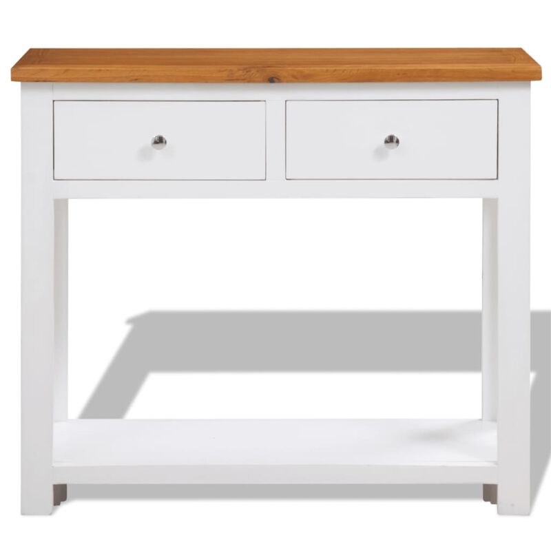 vidaXL Console Table 32.7"x11.8"x28.7"Solid Oak Wood