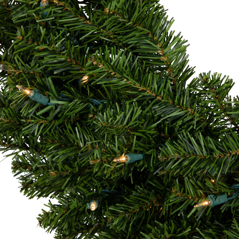 Pre-Lit Canadian Pine Artificial Christmas Wreath  30-Inch  Clear Lights