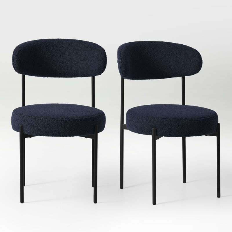 WestinTrends Mid-Century Modern Upholstered Sherpa Round Dining Chairs (Set of 2)