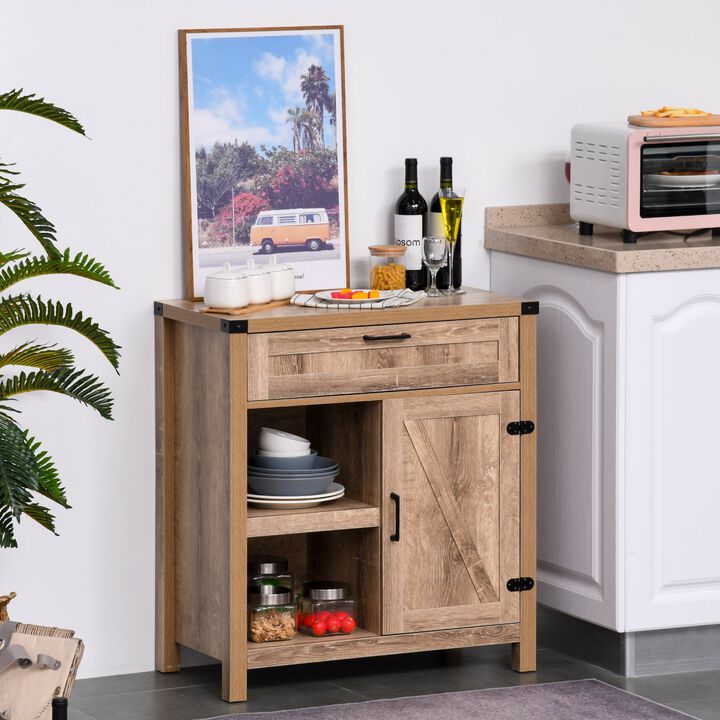 Light Oak Farmhouse Storage: Rustic Barn Door Sideboard Cabinet
