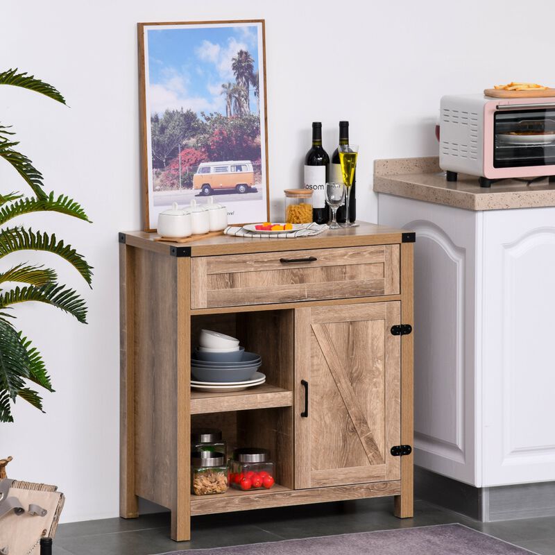 Light Oak Farmhouse Storage: Rustic Barn Door Sideboard Cabinet