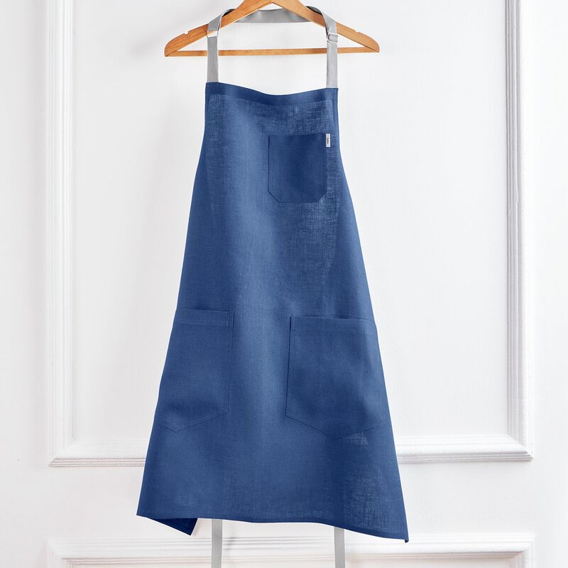 Solino Home 100% Pure Linen Bib Apron 33 x 30 Inch