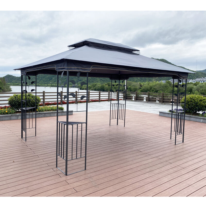 13 X 10 Outdoor Patio Gazebo Canopy Tent With Ventilated Double Roof And Mosquito Net