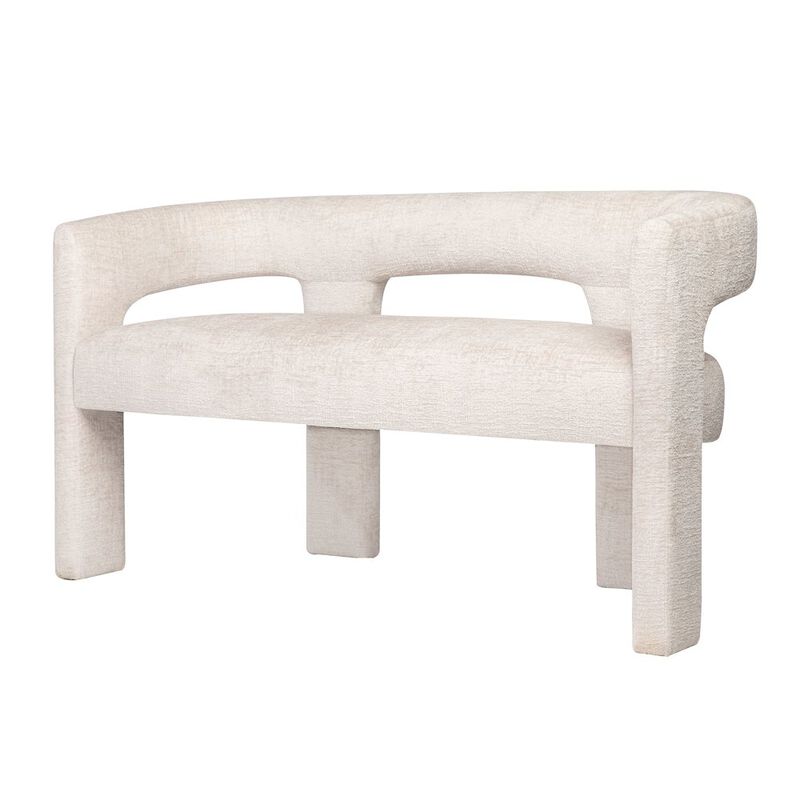 Jofran Gwen Modern Luxury Jacquard Fabric Upholstered Sculpture Bench